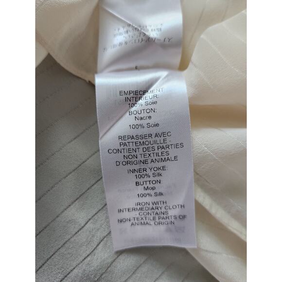 Chloe Ivory Silk Neck Tie Long Sleeve Collar Blouse Women's Size 34 Vanilla Ice - Picture 11 of 14